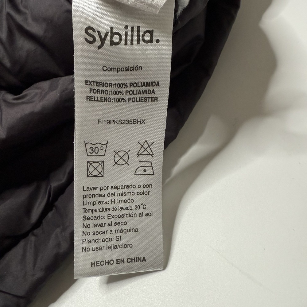 Sybilla Outerwear Womens Jacket Small Black Puffer Pockets Coat Hood Lightweight - Picture 7 of 11